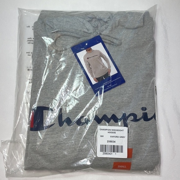 New Champion Men's Gray Long Sleeve Hoodie - Picture 6 of 13